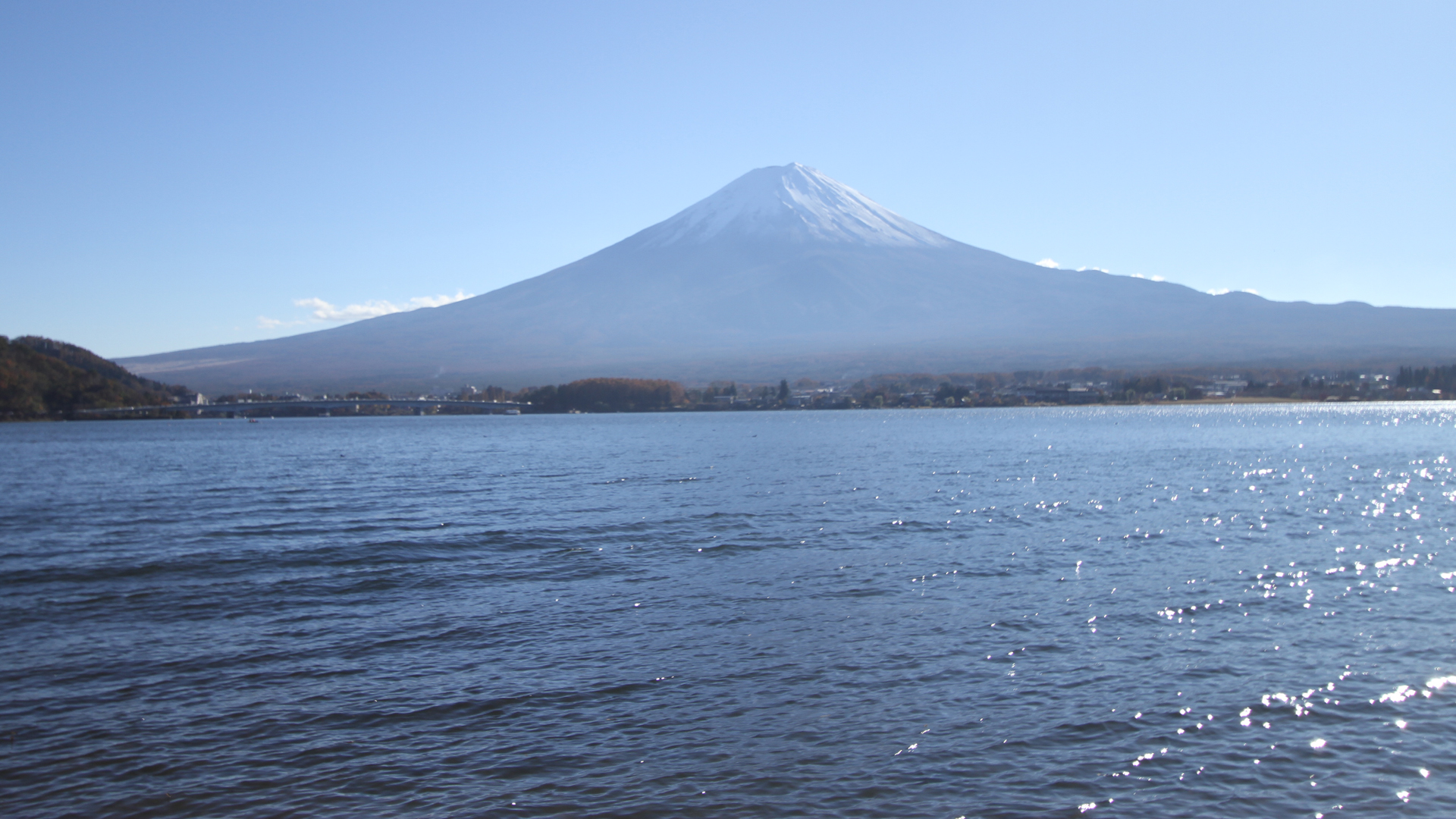 河口湖で見た富士山参