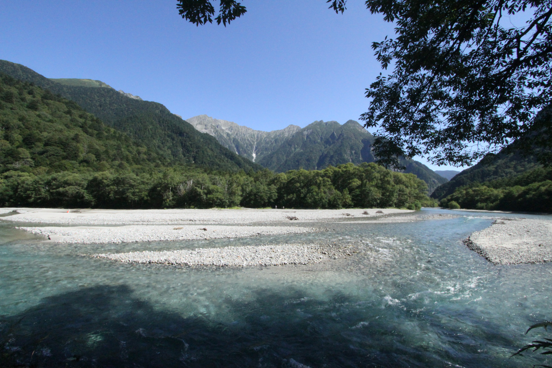 穂高連峰と梓川